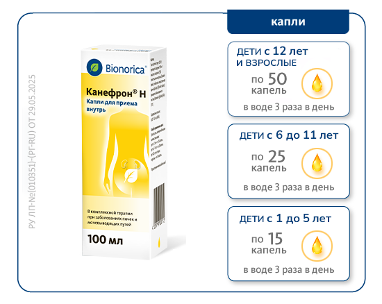 Дозировки для капель Канефрон<sup>®</sup> Н