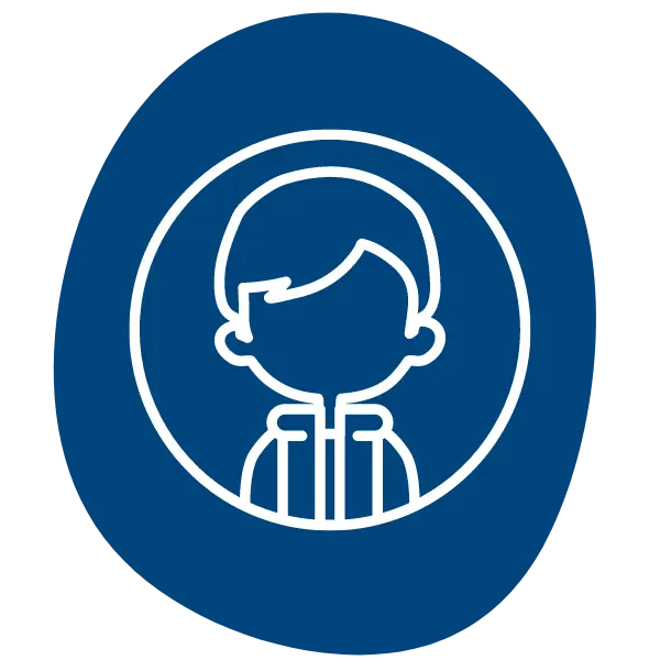 Icon von einem Kind auf blauem Hintergrund