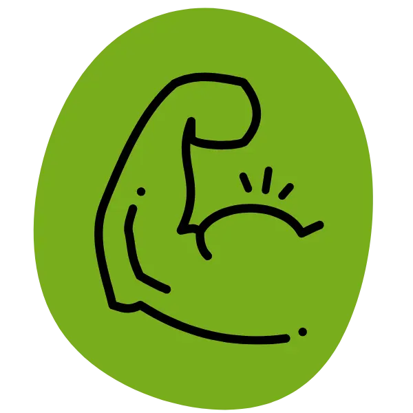 Icon eines muskulösen Arms auf grünem Hintergrund