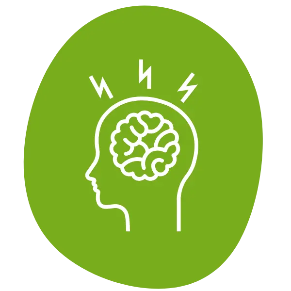 Grafik Kopfschmerzen auf grünem Hintergrund