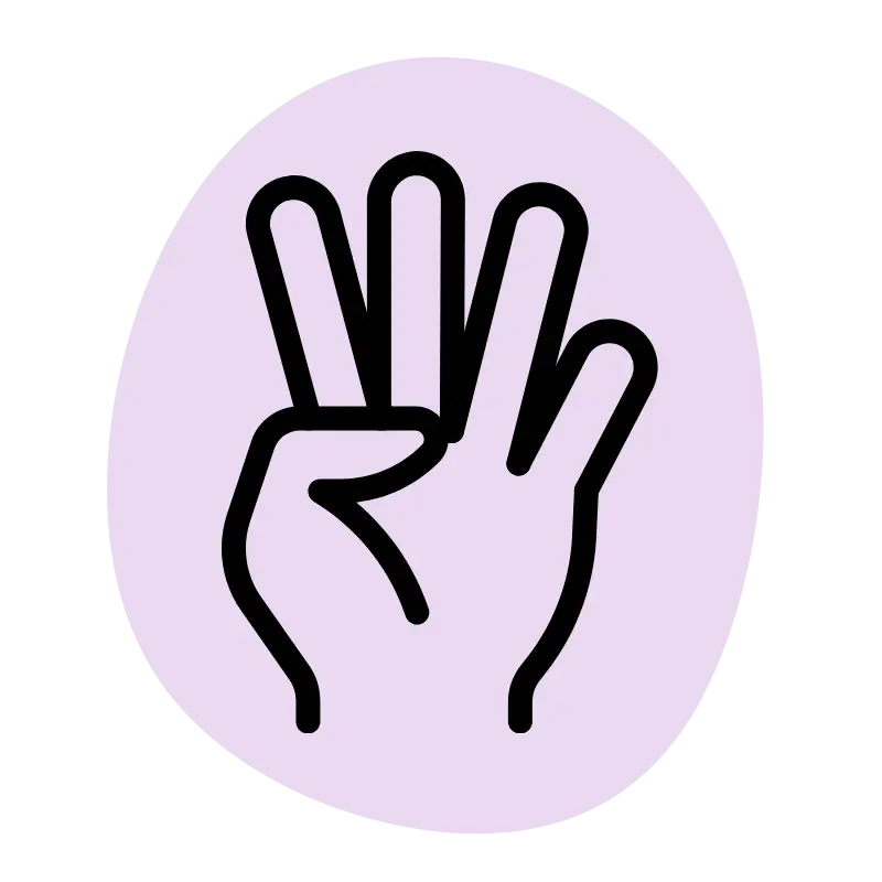 Icon Hand zeigt 4 Finger
