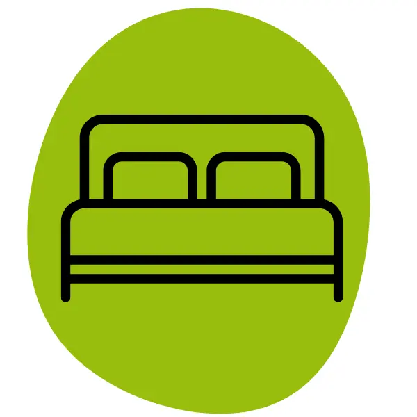 Icon Bett auf grünem Hintergrund