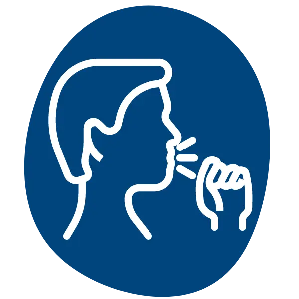 Icon hustender Mann auf blauem Hintergrund