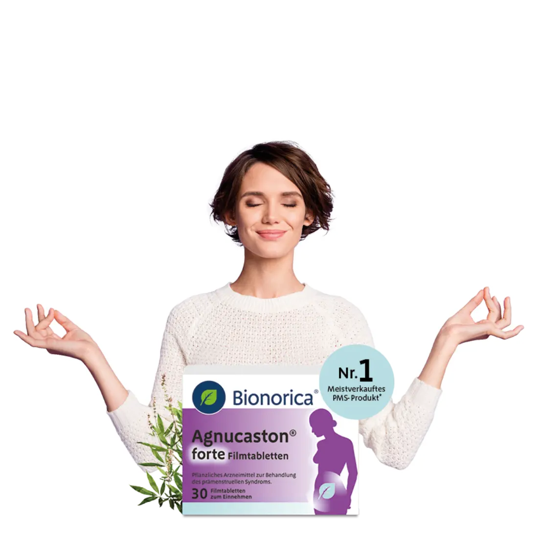 Junge Frau meditierend mit Agnucaston