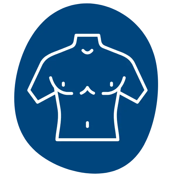 Grafik eines Oberkörpers auf blauem Hintergrund