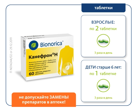 Дозировки для таблеток Канефрон<sup>®</sup> Н